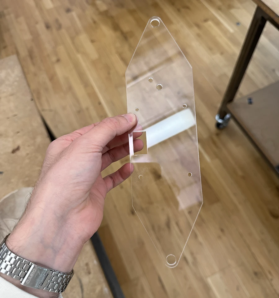 A piece of laser cut acrylic.