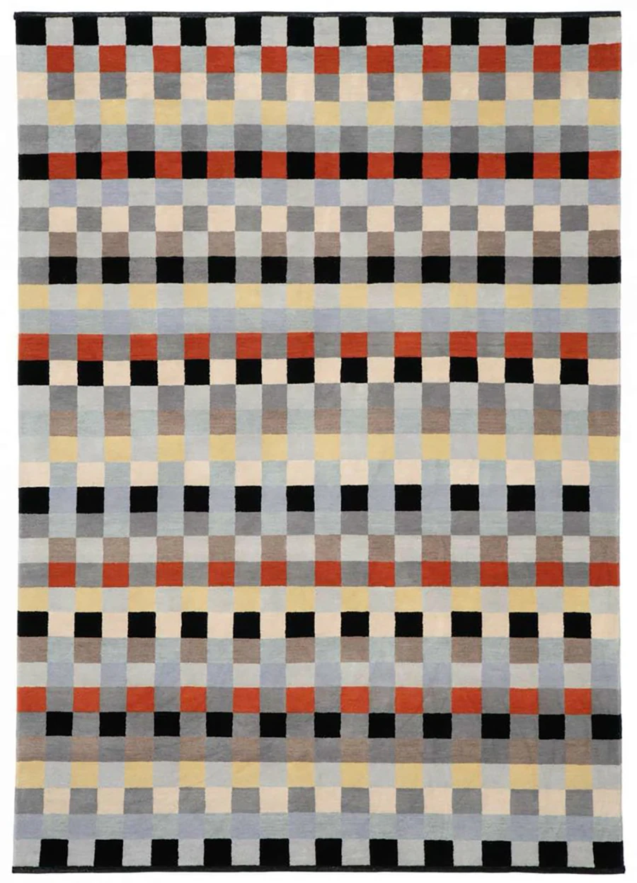 Geometrical design of a rug, by Anni Albers.