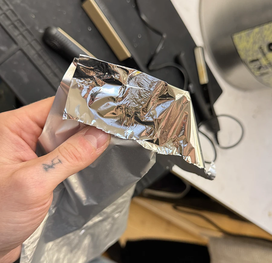 Mylar sealed with a hair iron.