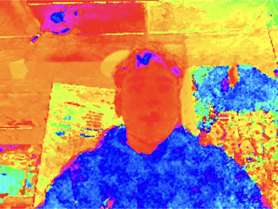 Webcam image with only full hue values.
