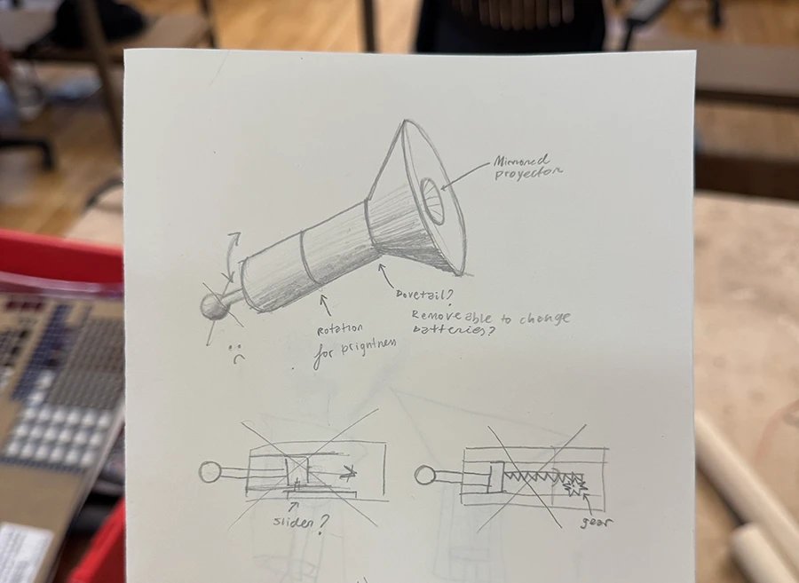 Sketch of a flashlight.