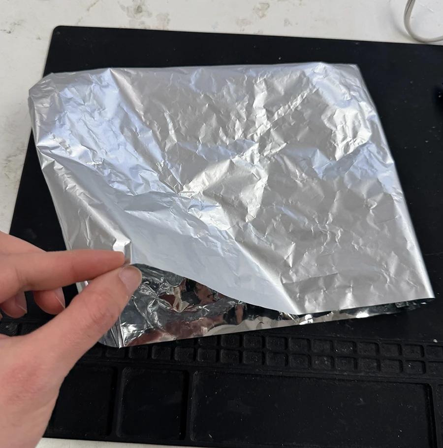Mylar bag inside out.