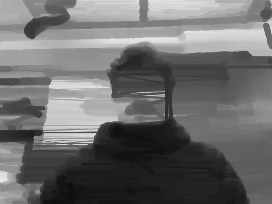 Webcam image with only full hue values.